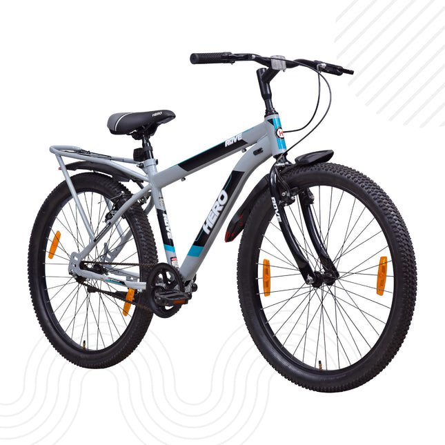 Hero Mountain Bike Rove 26T Bicycle for Mens | Inbuilt Carrier | Rigid Suspension | V Brake | Grey-Green | Frame:17 Inches | 95% Assembled Cycle(Ready to Ride in 5 Min) 