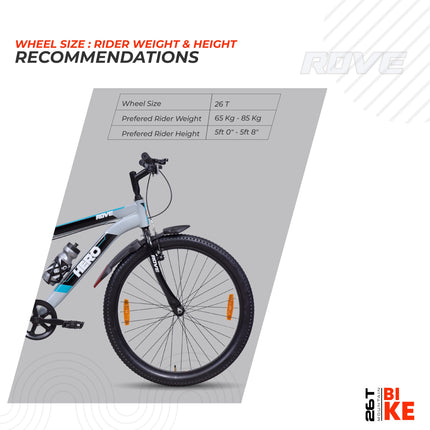 Hero Mountain Bike Rove Sports 26T Bicycle for Mens | Rigid Suspension | V Brake | Grey-Green | Frame:17 Inches | 95% Assembled Cycle(Ready to Ride in 5 Min) 