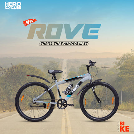 Hero Mountain Bike Rove Sports 26T Bicycle for Mens | Rigid Suspension | V Brake | Grey-Green | Frame:17 Inches | 95% Assembled Cycle(Ready to Ride in 5 Min) 