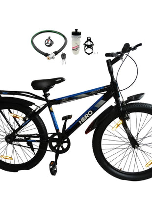 Hero Next Ranger Cycle Tire Size 24T With Power Brake, IBC Carrier, Single Speed Rigid Bicycle | 85% Semi Assembled Hybrid Bike | Boys Men | Age 9-13 Years, Frame Size- 16 Inch,Black 