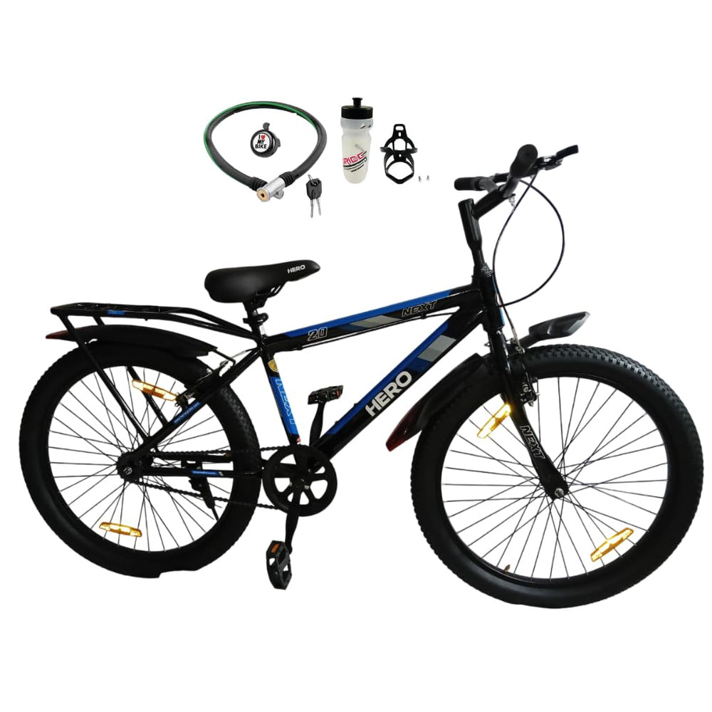 Hero Next Ranger Cycle Tire Size 24T With Power Brake, IBC Carrier, Single Speed Rigid Bicycle | 85% Semi Assembled Hybrid Bike | Boys Men | Age 9-13 Years, Frame Size- 16 Inch,Black