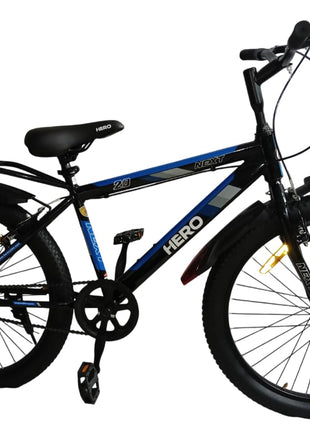 Hero Next Ranger Cycle Tire Size 24T With Power Brake, IBC Carrier, Single Speed Rigid Bicycle | 85% Semi Assembled Hybrid Bike | Boys Men | Age 9-13 Years, Frame Size- 16 Inch,Black 