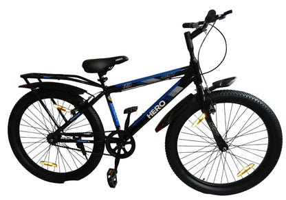 Hero Next Ranger Cycle Tire Size 24T With Power Brake, IBC Carrier, Single Speed Rigid Bicycle | 85% Semi Assembled Hybrid Bike | Boys Men | Age 9-13 Years, Frame Size- 16 Inch,Black 