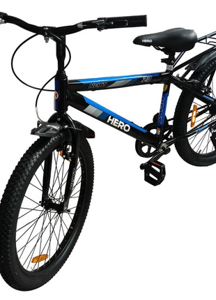 Hero Next Ranger Cycle Tire Size 24T With Power Brake, IBC Carrier, Single Speed Rigid Bicycle | 85% Semi Assembled Hybrid Bike | Boys Men | Age 9-13 Years, Frame Size- 16 Inch,Black 
