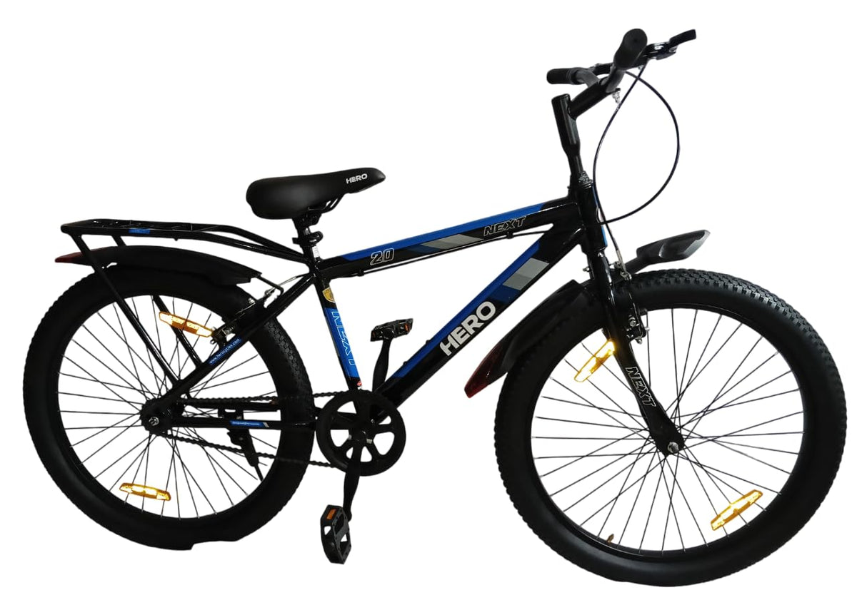 Hero Ranger Next 24inch Kids Rigid Bicycle for Boys (9-13 Years) | Stylish MTB Look | Single Speed | Heavy-Duty Steel Frame | Side Stand | 85% Pre-Assembled | Black & Blue 