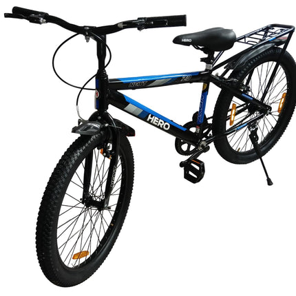 Hero Ranger Next 24inch Kids Rigid Bicycle for Boys (9-13 Years) | Stylish MTB Look | Single Speed | Heavy-Duty Steel Frame | Side Stand | 85% Pre-Assembled | Black & Blue 