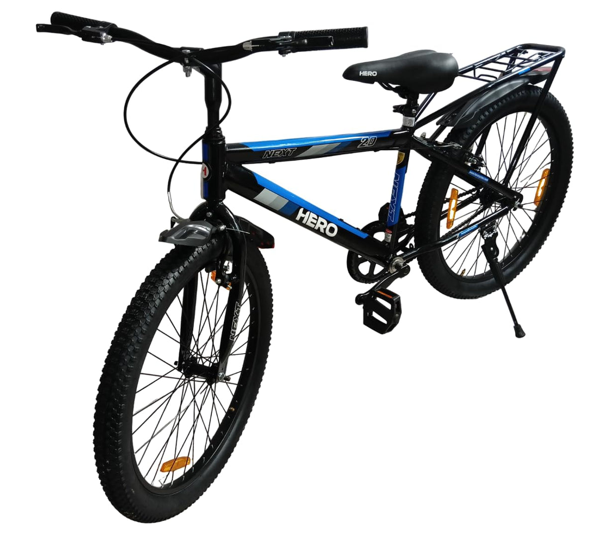 Hero Ranger Next 24inch Kids Rigid Bicycle for Boys (9-13 Years) | Stylish MTB Look | Single Speed | Heavy-Duty Steel Frame | Side Stand | 85% Pre-Assembled | Black & Blue 