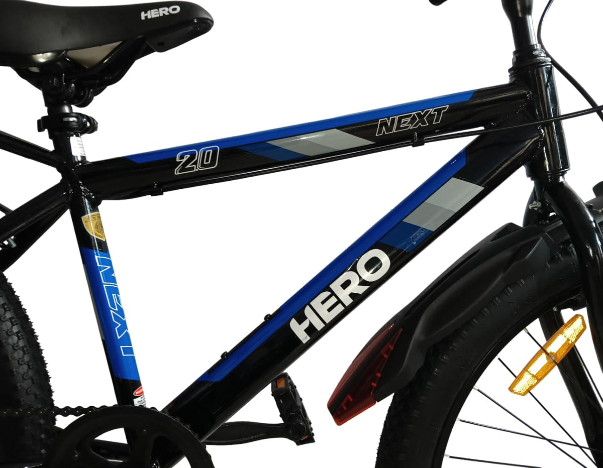 Hero Ranger Next 24inch Kids Rigid Bicycle for Boys (9-13 Years) | Stylish MTB Look | Single Speed | Heavy-Duty Steel Frame | Side Stand | 85% Pre-Assembled | Black & Blue 