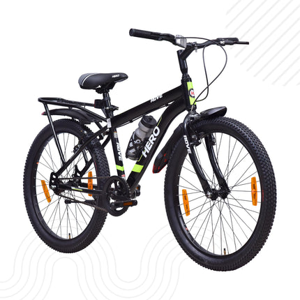 Hero Rove 24T Bicycle for Mens | Inbuilt Carrier | Rigid Suspension | V Brake | Black-Lime Green | Frame:15.5 Inches | 95% Assembled Cycle(Ready to Ride in 5 Min) 