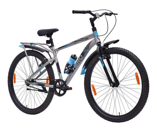 Hero Slingshot 27.5T Mountain Bicycle for Mens | Rigid Suspension | Internal Carrier | Ideal for Adult (Grey-Blue),18 inches 