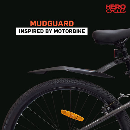 Hero Spinner 26T Single Speed Cycle | MTB | Grey | Front Suspension | Unisex | Single Speed | 95% Assembled Cycle(Ready to Ride in 5 Min) 