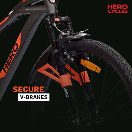 Hero Spinner 26T Single Speed Cycle | MTB | Grey | Front Suspension | Unisex | Single Speed | 95% Assembled Cycle(Ready to Ride in 5 Min) 