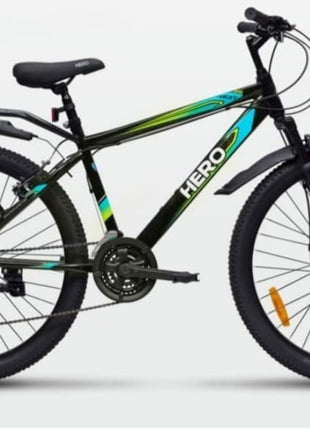 Hero Sprint Next 26" Bicycle - 21-Speed Shimano Gears, Dual Disc Brakes, and Integrated Carrier (Orange/Green) 
