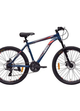 Hero Sprint Riot 26T MTB Geared Cycle 21 Speed Shimano Gears with Dual Disc Front-Suspension Multi-Speed Navy Blue Ideal Age 12+ Years for Men&Women Unisex,26 Inch,Standard 