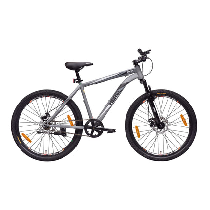 Hero Sprint Riot 26T Single Speed Mountain Cycle | Front-Suspension | Dual Disk | Matt Charcoal Grey | Ideal Age 12+ Years for Men and Women | Unisex | 95% Assembled Cycle(Ready to Ride in 5 Min) 