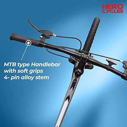 Hero Sprint Riot 26T Single Speed Mountain Cycle | Front-Suspension | Dual Disk | Matt Charcoal Grey | Ideal Age 12+ Years for Men and Women | Unisex | 95% Assembled Cycle(Ready to Ride in 5 Min) 