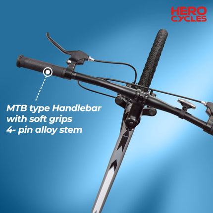 Hero Sprint Riot 26T Single Speed Mountain Cycle | Front-Suspension | Dual Disk | Matt Charcoal Grey | Ideal Age 12+ Years for Men and Women | Unisex | 95% Assembled Cycle(Ready to Ride in 5 Min) 