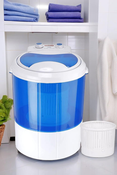 Hilton Electric 3 kg Single-Tub Washing Machine with Spin Dryer Portable Single Tub Washer - The Laundry Alternative Portable Clothes Washer Travel Washing Machine With Spin Dryer. (Blue) 