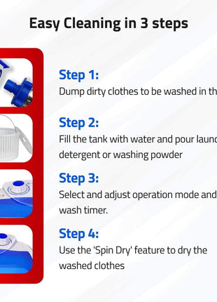 Hilton Electric 3 kg Single-Tub Washing Machine with Spin Dryer Portable Single Tub Washer - The Laundry Alternative Portable Clothes Washer Travel Washing Machine With Spin Dryer. (Blue) 