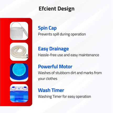 Hilton Electric 3 kg Single-Tub Washing Machine with Spin Dryer Portable Single Tub Washer - The Laundry Alternative Portable Clothes Washer Travel Washing Machine With Spin Dryer. (Blue) 