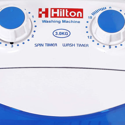 Hilton Electric 3 kg Single-Tub Washing Machine with Spin Dryer Portable Single Tub Washer - The Laundry Alternative Portable Clothes Washer Travel Washing Machine With Spin Dryer. (Blue) 