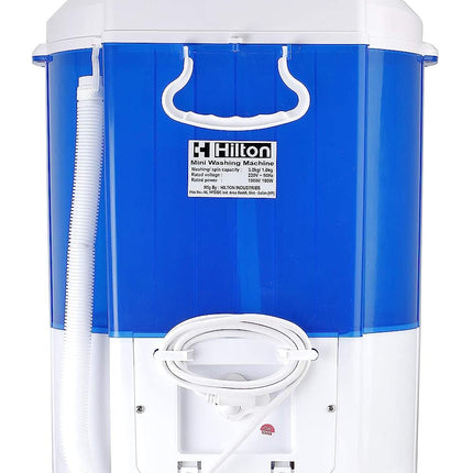 Hilton Electric 3 kg Single-Tub Washing Machine with Spin Dryer Portable Single Tub Washer - The Laundry Alternative Portable Clothes Washer Travel Washing Machine With Spin Dryer. (Blue) 