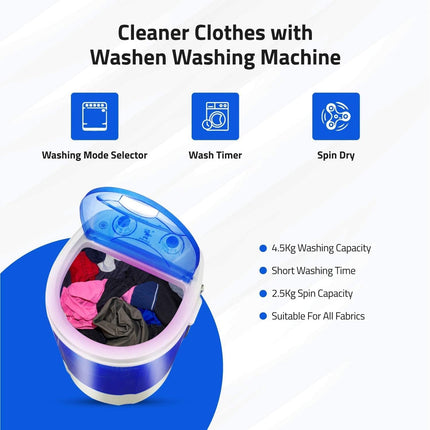 Hilton Electric 3 kg Single-Tub Washing Machine with Spin Dryer Portable Single Tub Washer - The Laundry Alternative Portable Clothes Washer Travel Washing Machine With Spin Dryer. (Blue) 