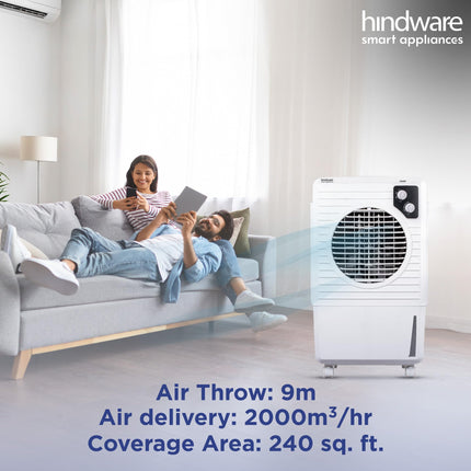 Hindware Smart Appliances | Cruzo 25L Personal Air Cooler in Summer with exclusive Insect and Dust free Filter Technology | Ice Chamber & Honeycomb Pad | Inverter Compatible (Black & White) 