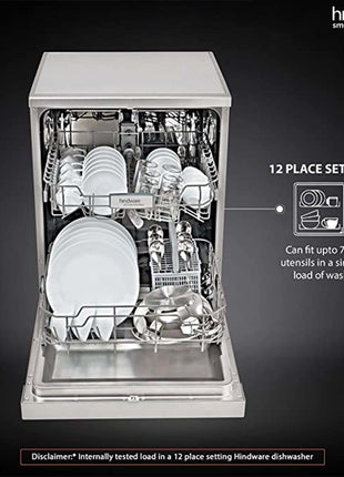 Hindware Smart Appliances Marcelo 12 Place Settings Auto-Clean Dishwasher With 6 Wash Programs & Half Load Function (DW100003) (Silver) 