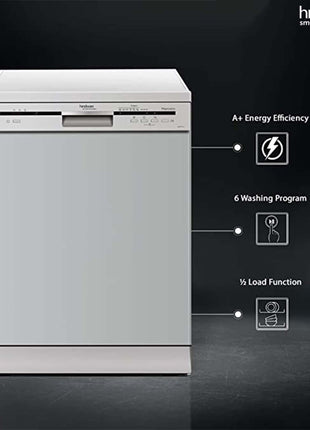 Hindware Smart Appliances Marcelo 12 Place Settings Auto-Clean Dishwasher With 6 Wash Programs & Half Load Function (DW100003) (Silver) 