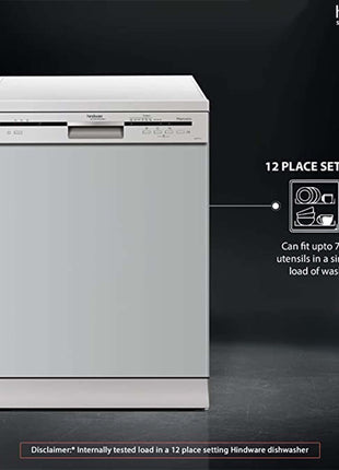 Hindware Smart Appliances Marcelo 12 Place Settings Auto-Clean Dishwasher With 6 Wash Programs & Half Load Function (DW100003) (Silver) 