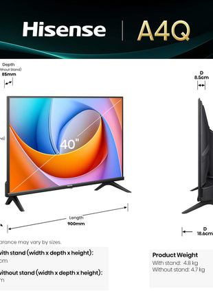 Hisense 100 cm (40 inches) A4Q Series Full HD Smart TV 40A4Q 