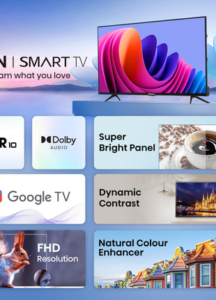 Hisense 108 cm (43 inches) E43N Series Full HD Smart Google LED TV 43E43N (Black) 
