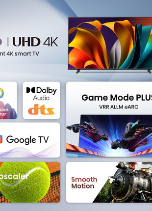 Hisense 108 cm (43 inches) E6N Series 4K Ultra HD Smart LED Google TV 43E6N (Black) 