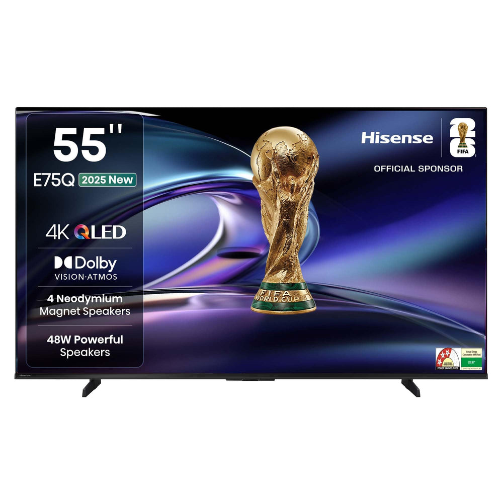 Hisense 139 cm (55 inches) E75Q Series 4K Ultra HD Smart 48W Speakers QLED TV 55E75Q (Black)