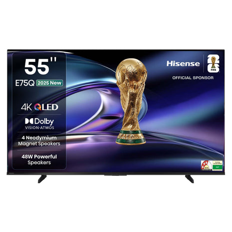 Hisense 139 cm (55 inches) E75Q Series 4K Ultra HD Smart 48W Speakers QLED TV 55E75Q (Black) 