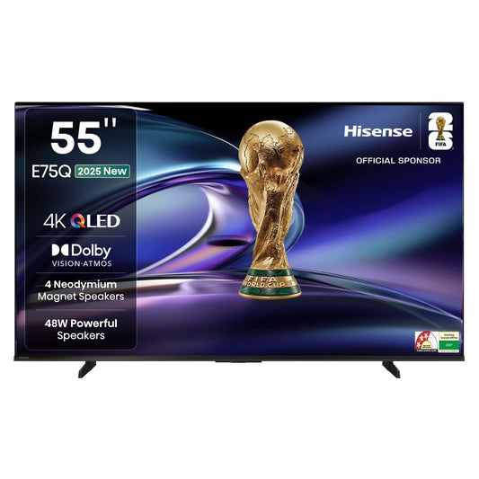 Hisense 139 cm (55 inches) E75Q Series 4K Ultra HD Smart 48W Speakers QLED TV 55E75Q (Black) 