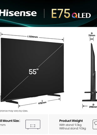 Hisense 139 cm (55 inches) E75Q Series 4K Ultra HD Smart 48W Speakers QLED TV 55E75Q (Black) 