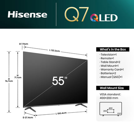Hisense 139 cm (55 inches) Q7N Series 4K Ultra HD Smart QLED TV 55Q7N (Dark Grey) 