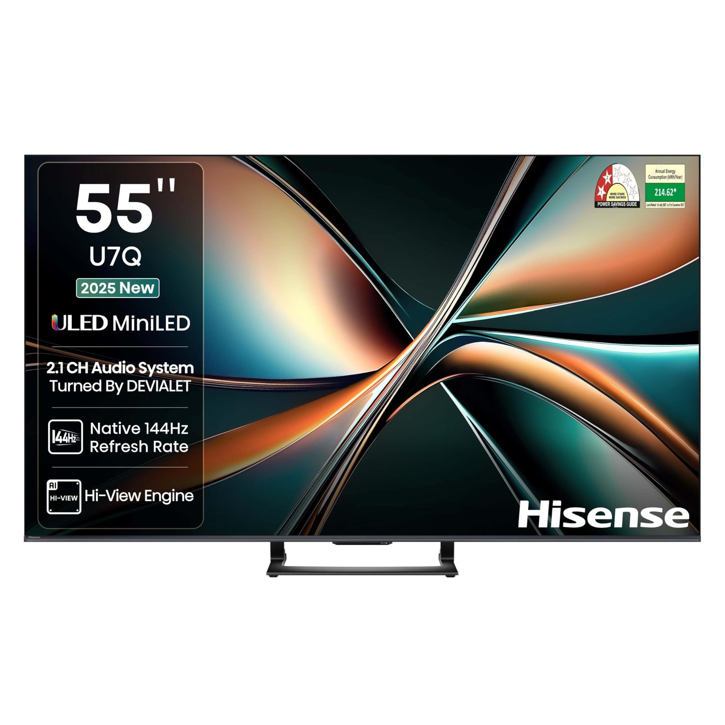 Hisense 139 cm (55 inches) U7Q Series 4K Ultra HD Smart QLED Mini LED TV 55U7Q (Black) 
