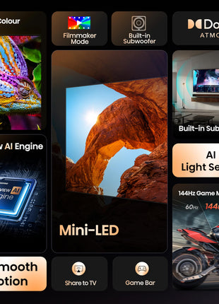 Hisense 139 cm (55 inches) U7Q Series 4K Ultra HD Smart QLED Mini LED TV 55U7Q (Black) 