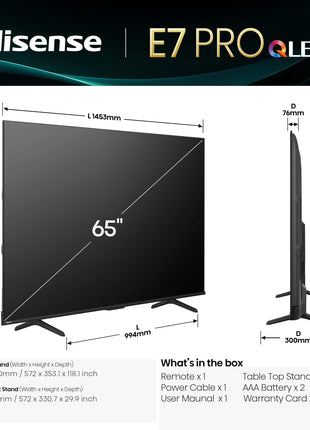 Hisense 164 cm (65 inches) E7Q PRO Series 4K Ultra HD Smart QLED TV 65E7Q PRO 