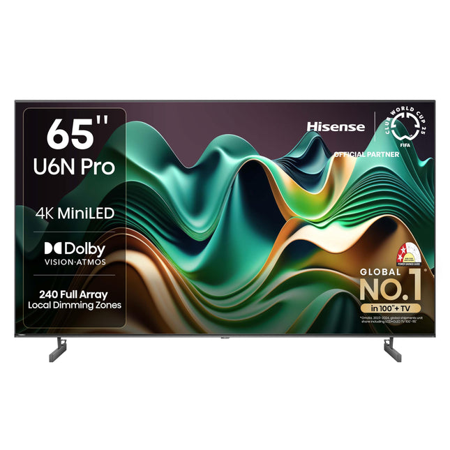 Hisense 164 cm (65 inches) U6N PRO Series 4K Ultra HD Smart QLED Mini LED TV 65U6N PRO (Black) 