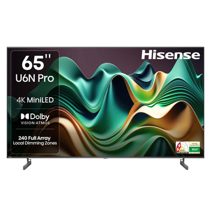 Hisense 164 cm (65 inches) U6N PRO Series 4K Ultra HD Smart QLED Mini LED TV 65U6N PRO (Black) 