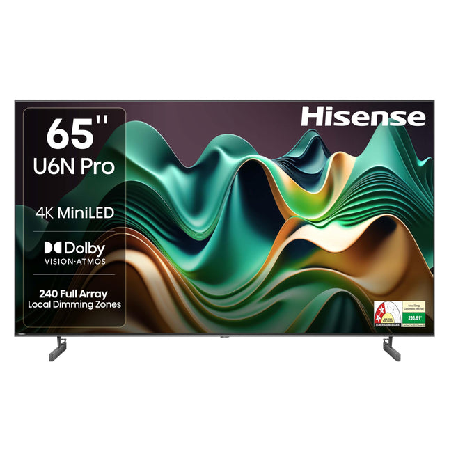 Hisense 164 cm (65 inches) U6N PRO Series 4K Ultra HD Smart QLED Mini LED TV 65U6N PRO (Black) 