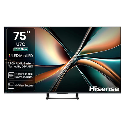 Hisense 189 cm (75 inches) U7Q Series 4K Ultra HD Smart QLED Mini LED TV 75U7Q (Black) 