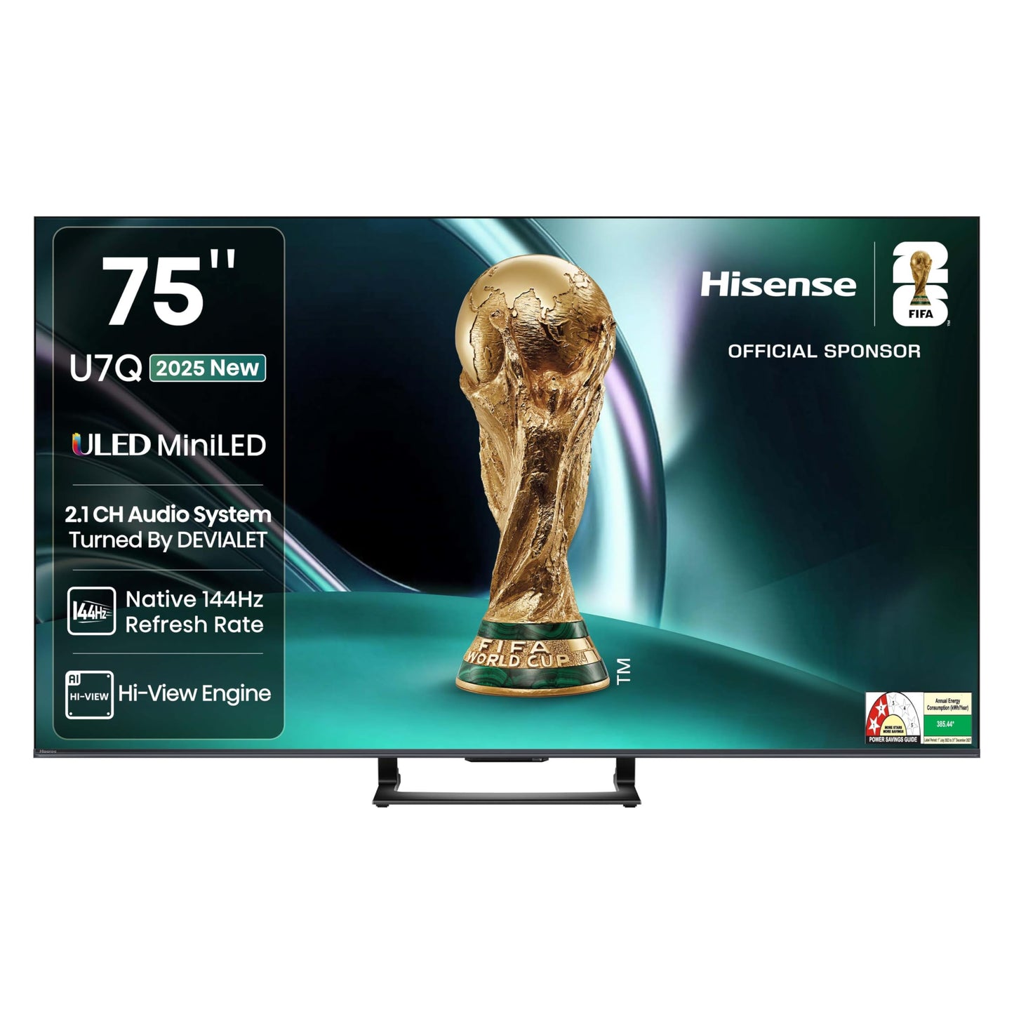 Hisense 189 cm (75 inches) U7Q Series 4K Ultra HD Smart QLED Mini LED TV 75U7Q (Black) 