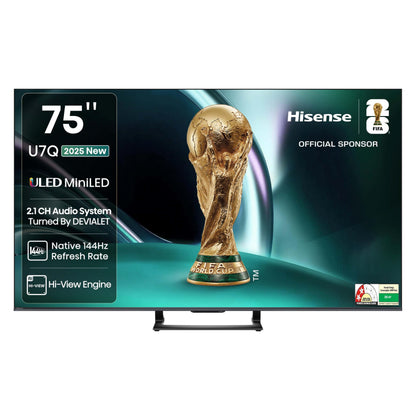 Hisense 189 cm (75 inches) U7Q Series 4K Ultra HD Smart QLED Mini LED TV 75U7Q (Black) 