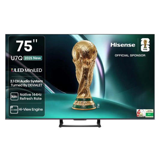 Hisense 189 cm (75 inches) U7Q Series 4K Ultra HD Smart QLED Mini LED TV 75U7Q (Black) 