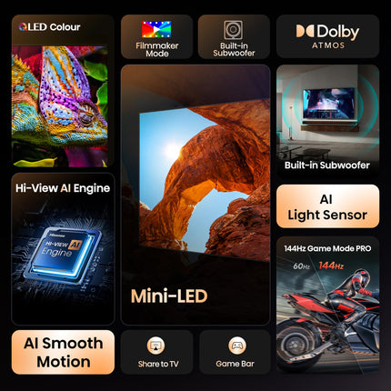 Hisense 215 cm (85 inches) U7Q Series 4K Ultra HD Smart QLED Mini LED TV 85U7Q (Black) 